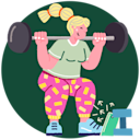 Illustration of women working out with weights.