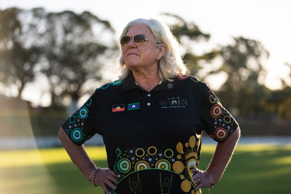 Aunty Marj Dixon standing with her hands on her hips.