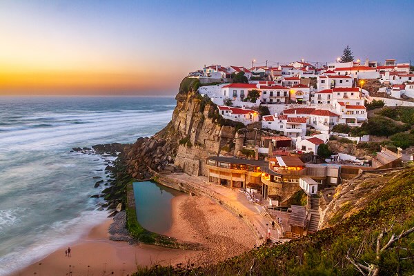 A cliffside in Sintra Portugal covered in houses