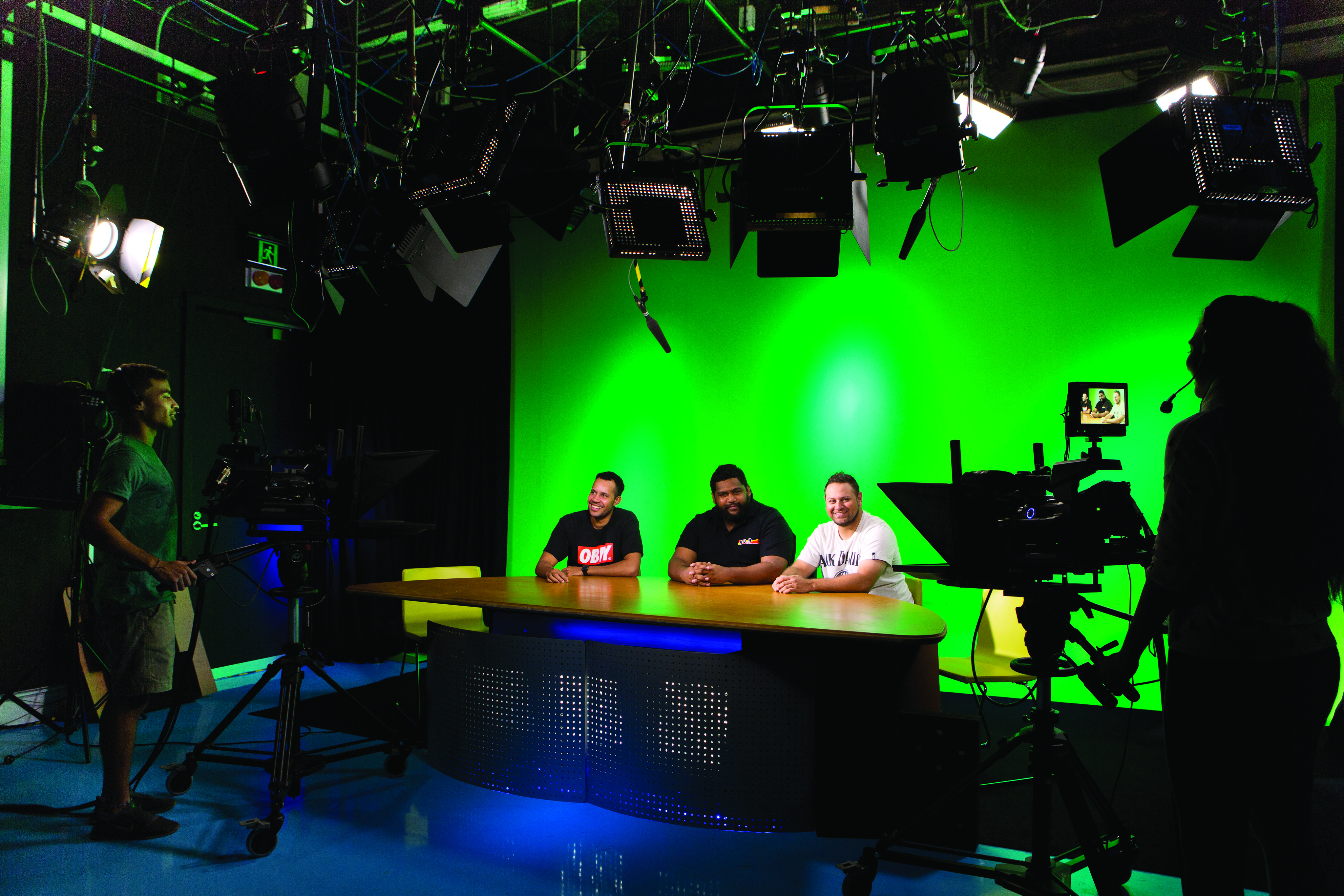 Behind the scenes shot of the OURMOB film set