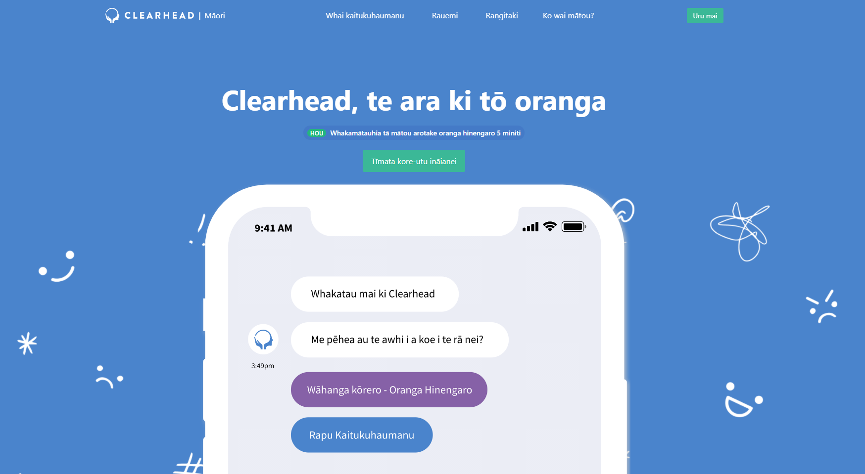 Clearhead, te ara ki tō oranga screenshot of website
