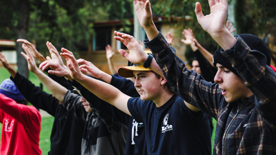 Participants at Korin Gamadji REAL camp participating in cultural dances,