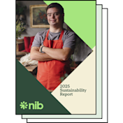 Screenshot of the first 3 pages of nib's 2025 Sustainability Report