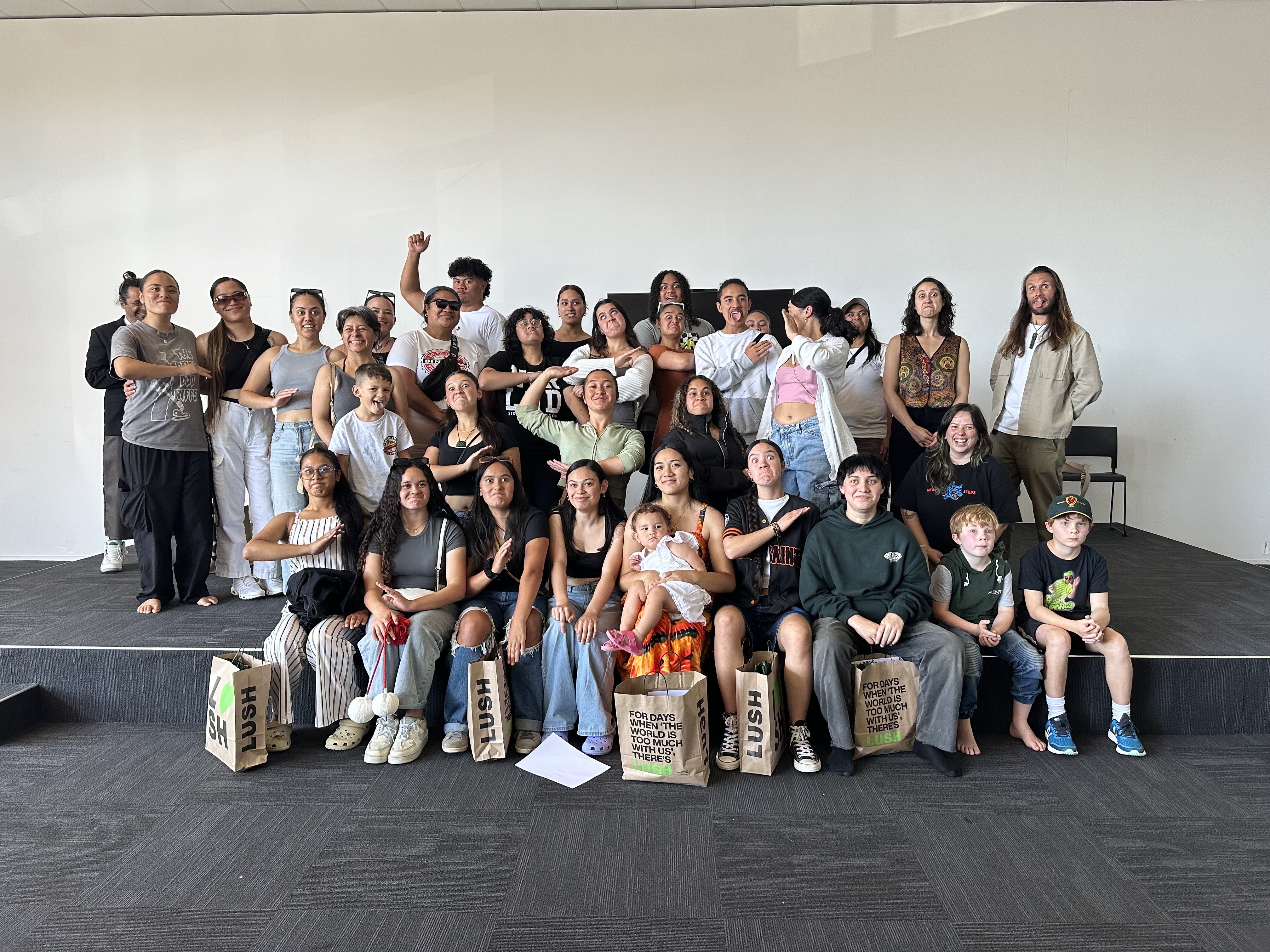 A group of young people gathered together