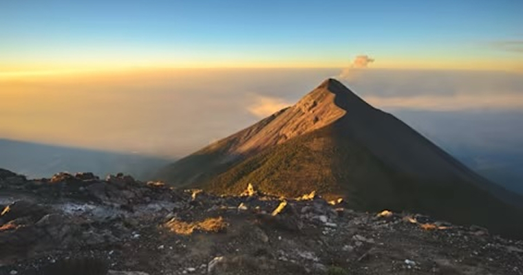 Sunrise eruption at Volcan Fuego in Guatemala