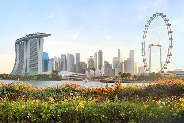 An aerial shot of Singapore