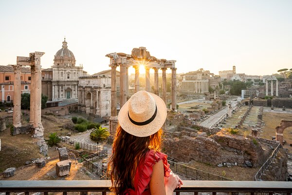 A tourist looking over landmarks in Rome
