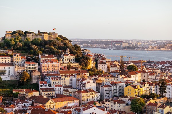 An aerial shot of Lisbon