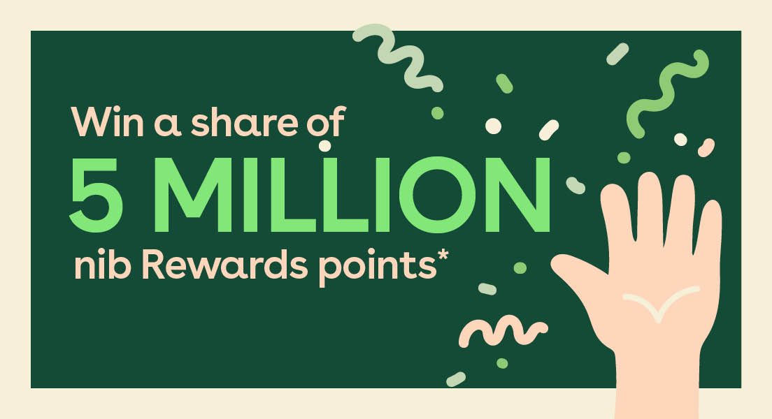 Graphic with text reading "Win a share of 5 million nib Rewards points*"