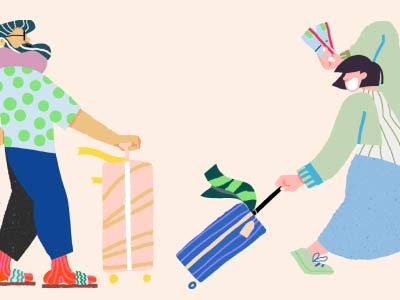 An illustration of a couple at the airport