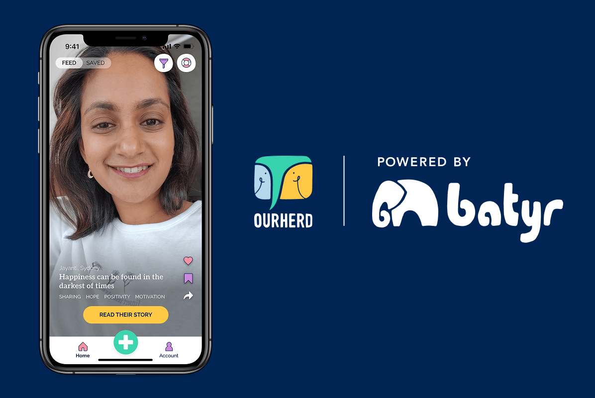 batyr logo with phone showcasing the app