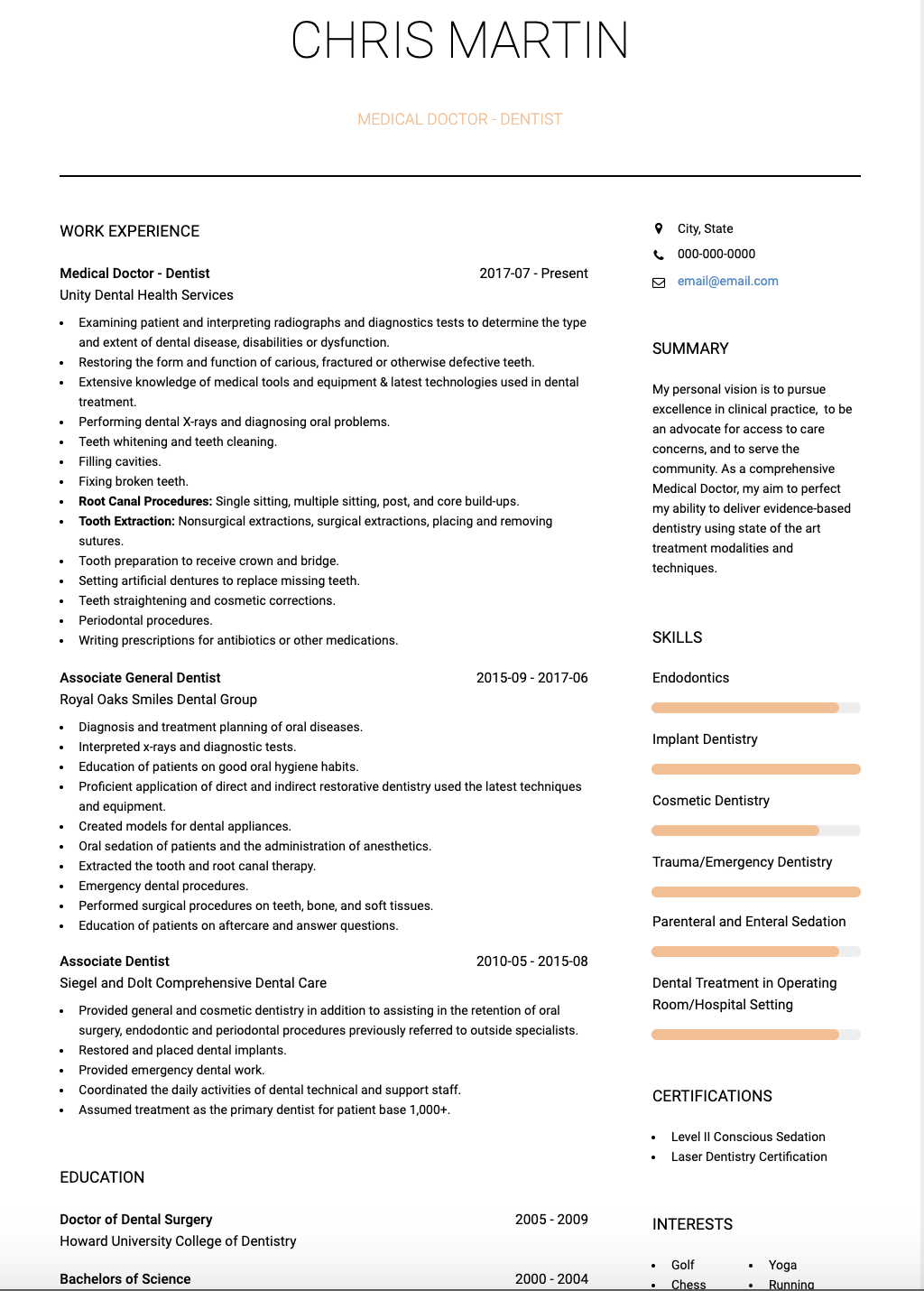 Medical Doctor CV Examples Templates VisualCV   Screenshot 2019 08 28 At 9.36.39 AM 