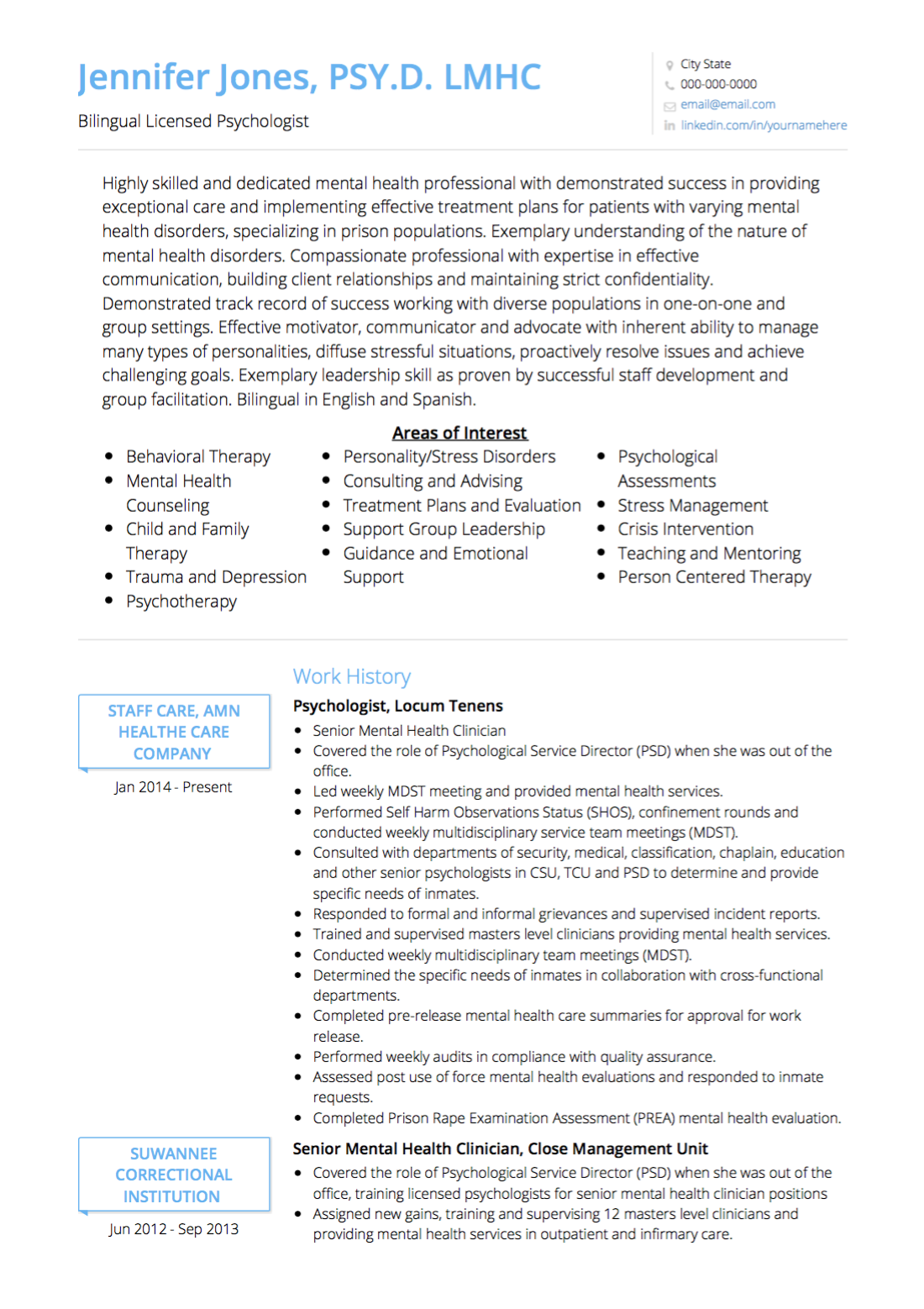 Psychologist CV Examples amp Templates - Screen Shot 2017 01 20 At 3.08.11 PM 