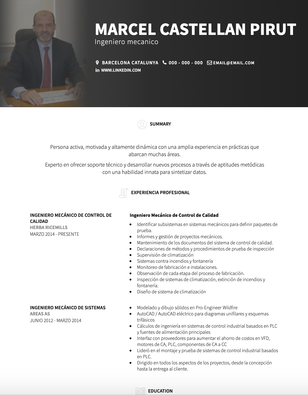 Ejemplos CV Ingeniero Mecánico Y Muestras CV En Directo