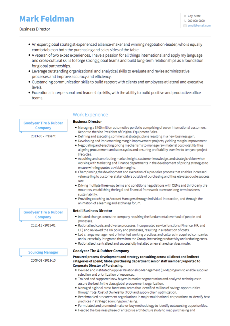 Chronological Resume Template - Clair | VisualCV