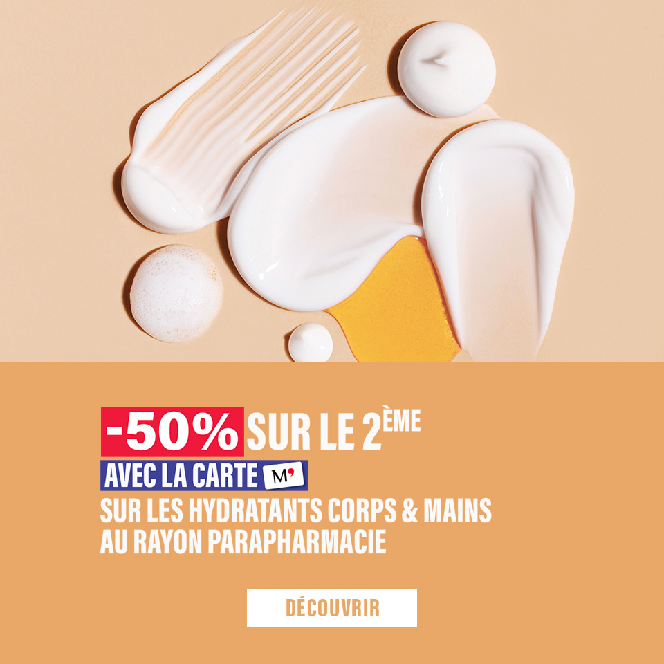 hydratant coprs mains, le 2ème à -50% avec la carte M’​