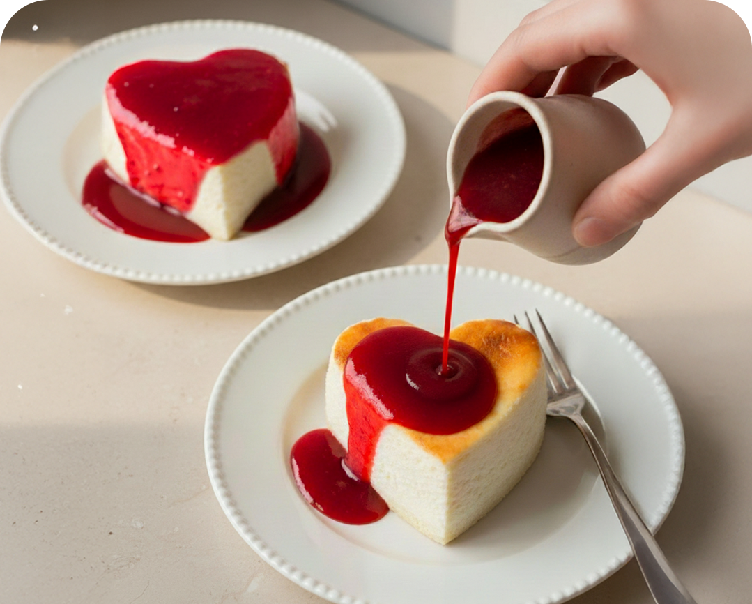 Coeurs frais & coulis de fruits rouges