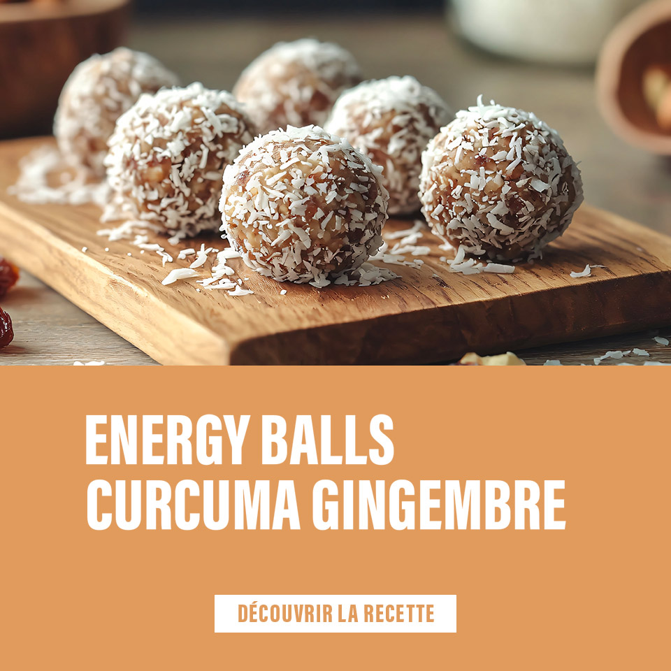 Energy balls curcuma, gingembre et coco