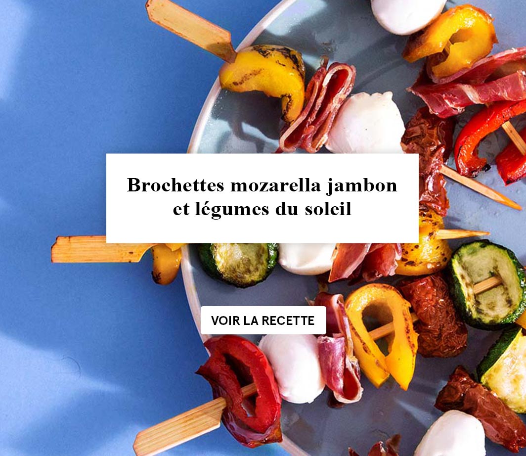 Brochettes du soleil mozzarella légumes