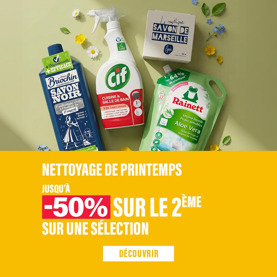 Nettoyage de printemps, jusqu'à -50% sur le 2ème