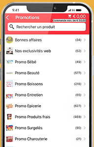Écran de téléphone - Liste de promotions