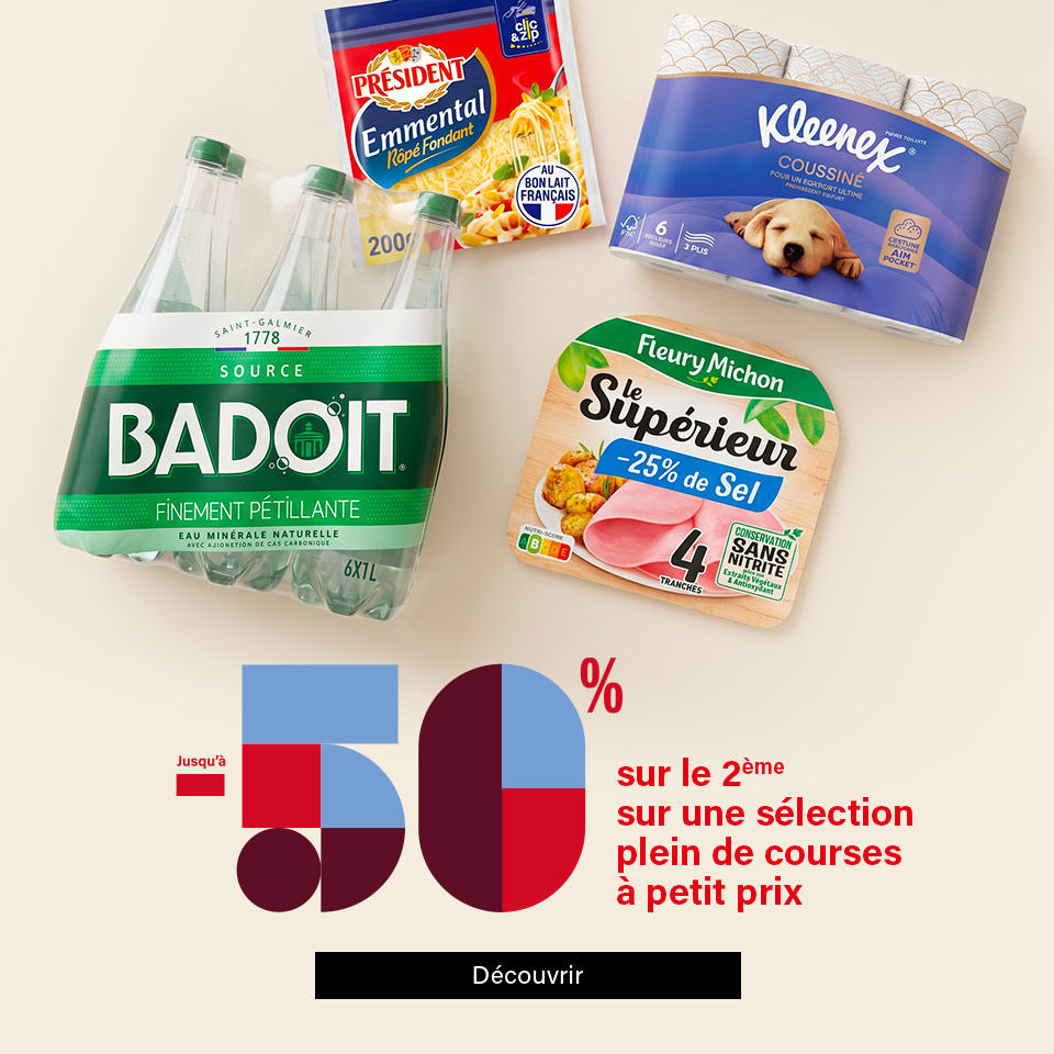 Plein de courses à petit prix, jusqu'à -50% sur le 2ème sur une selection