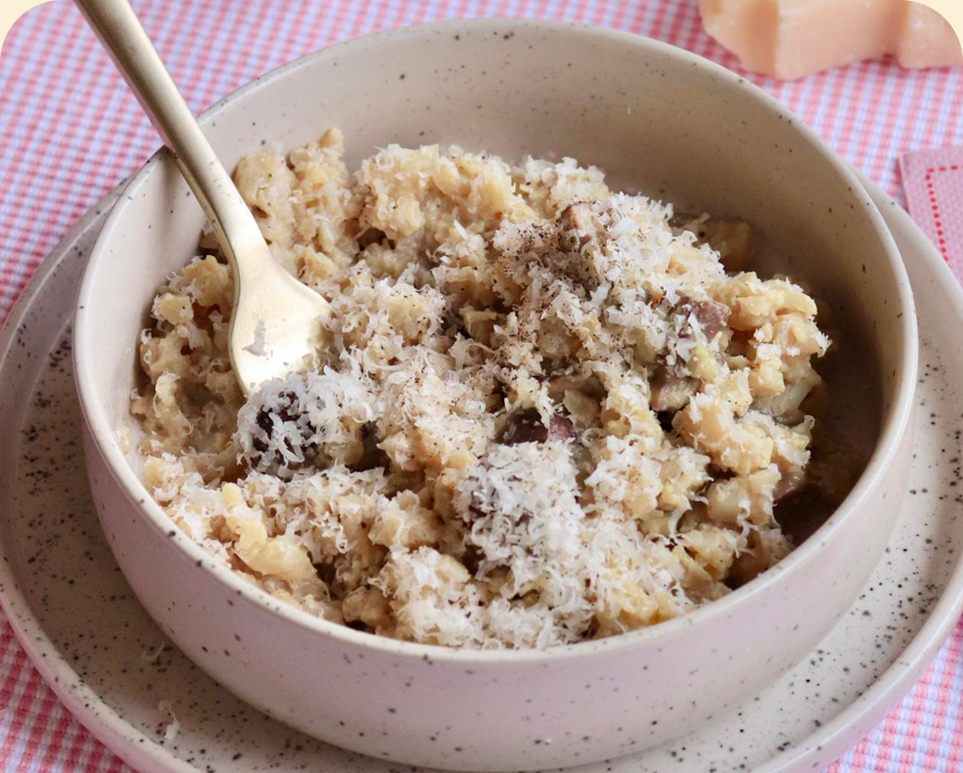RISOTTO DE CHOU FLEUR AUX CHAMPIGNONS, PARMESAN ET HUILE DE TRUFFE