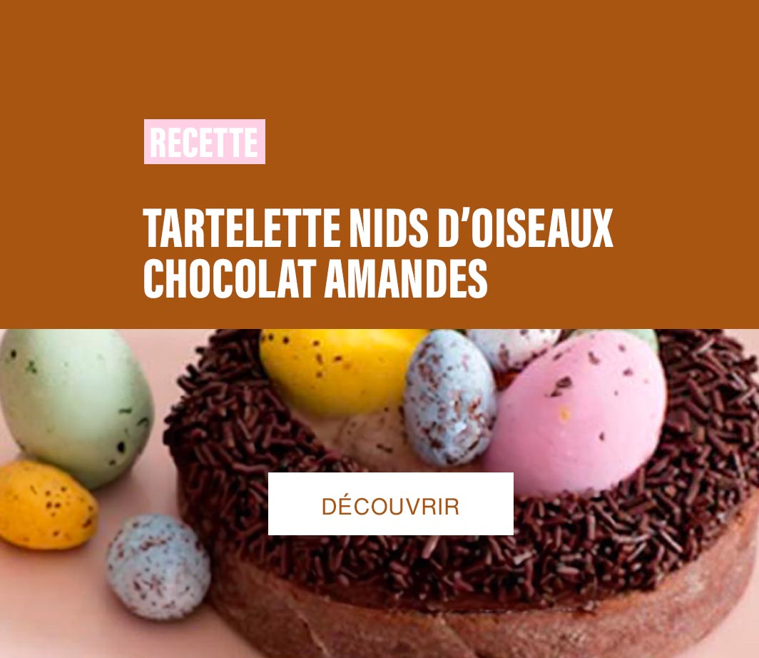 Tartelette nids d'oiseaux au chocolat et amandes