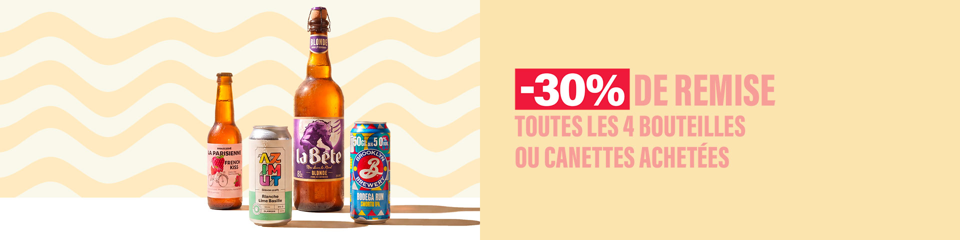 -30% de remise toutes les 4 bouteilles ou canettes achetées