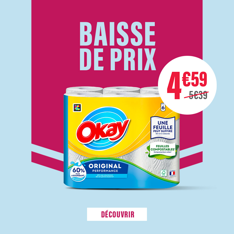 Okay Essuie-Tout Blanc le Paquet x6 rouleaux