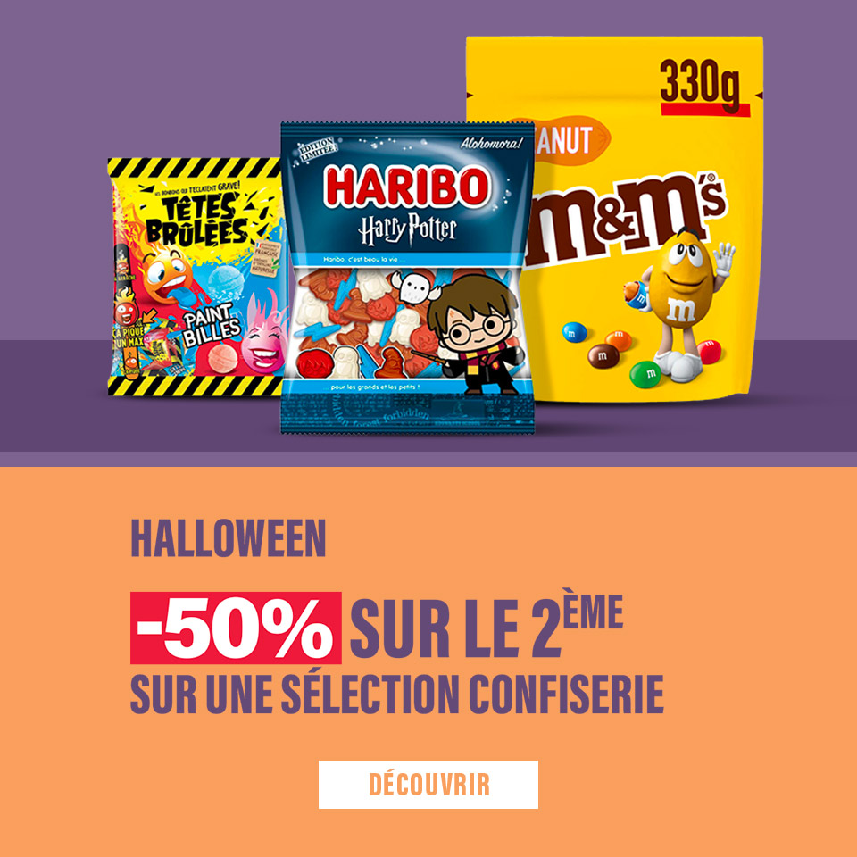 Promo Halloween, -50% sur le 2ème sur une sélection de confiserie