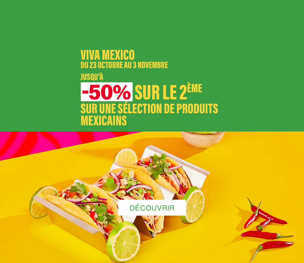 Viva Mexico, jusqu'à 50% sur le 2ème sur une sélection de produits mexicains