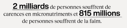 2 milliards de personnes souffrent de carences en micronutriments et 815 millions de personnes souffrent de la faim.