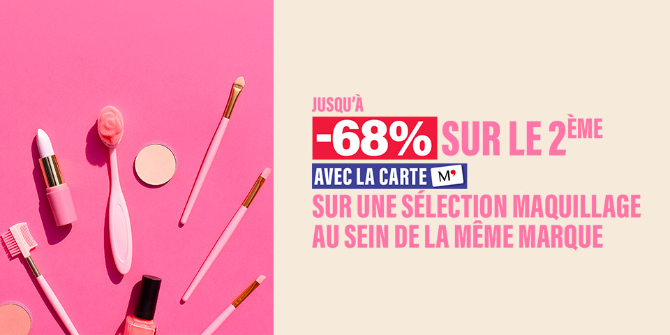 Jusqu'à -68% sur le 2ème avec la carte M'