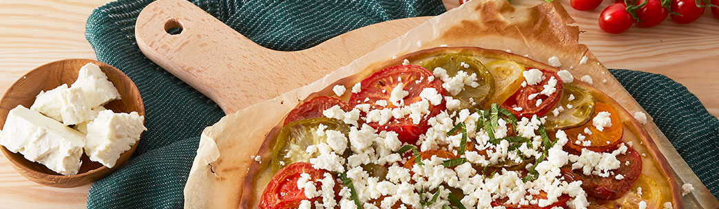 Tarte tomates feta et feuilles de menthe
