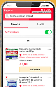 Écran de téléphone - Liste des favoris