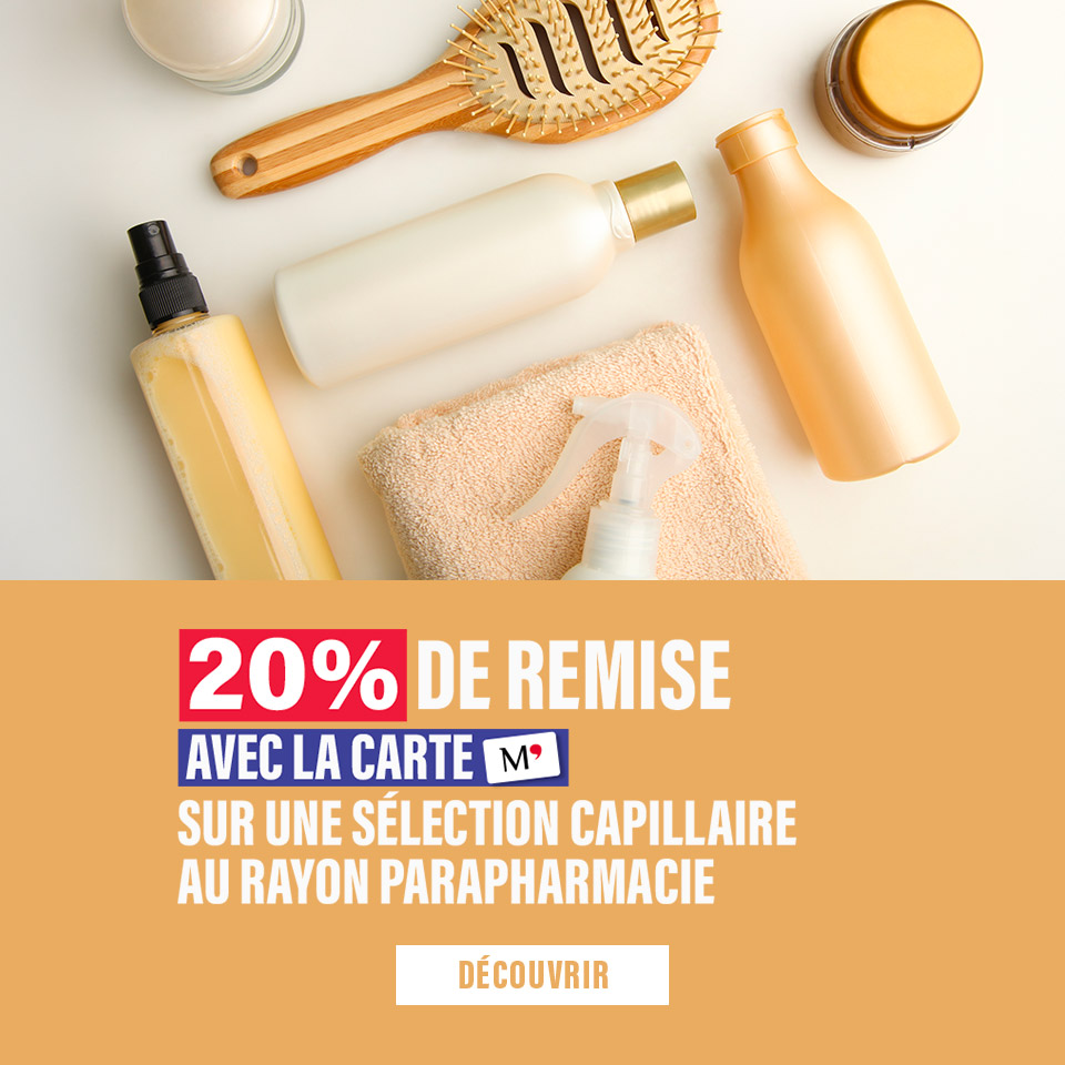 Promo Capillaires, 20% de remise avec la carte M' sur une sélection au sein du rayon parapharmacie​