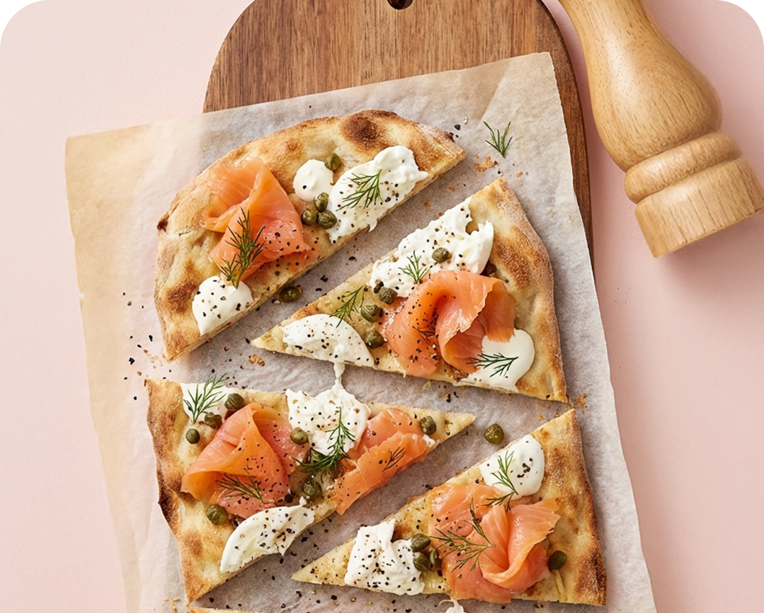 Pinsa saumon fumé & burrata