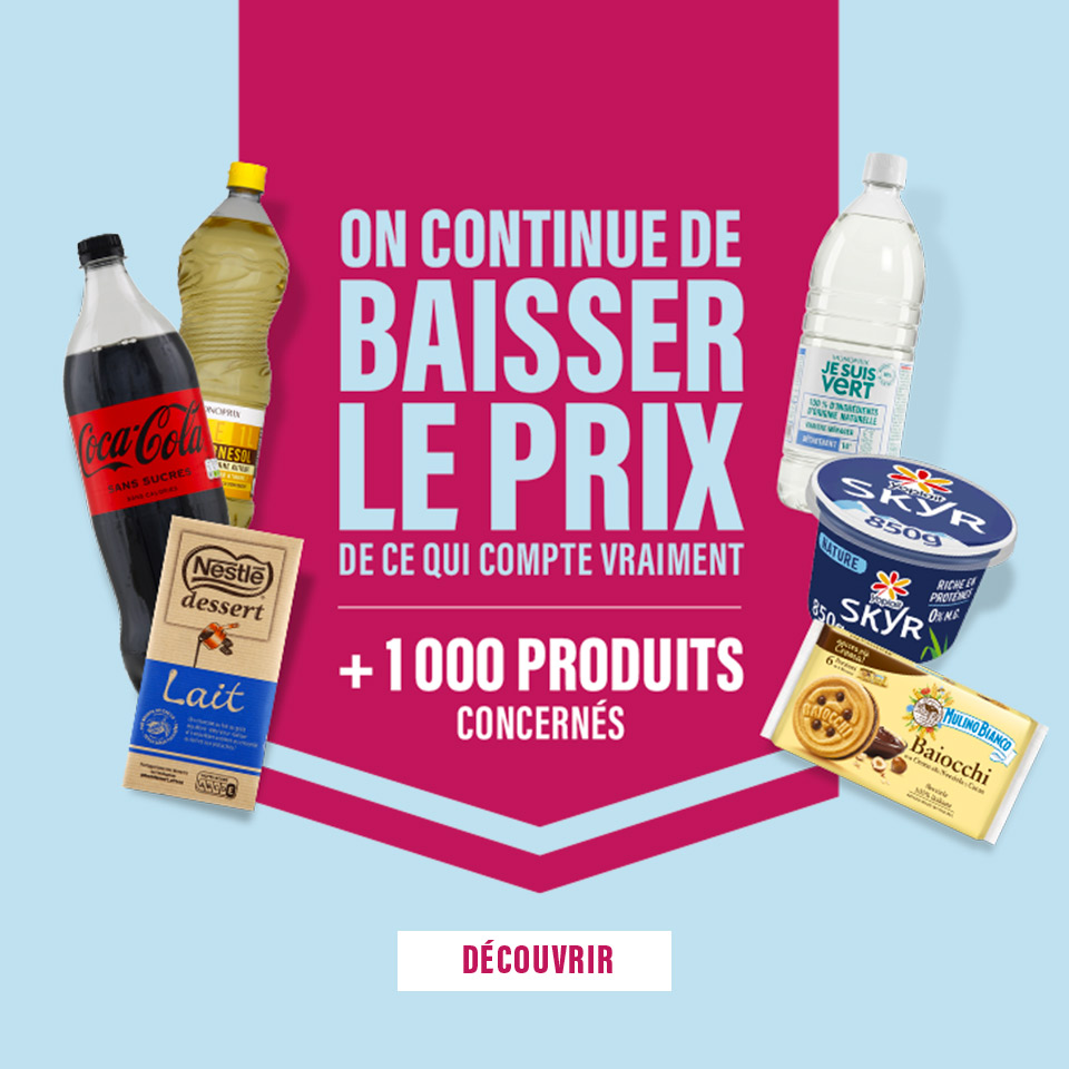 Prix en baisse sur plus de 1000 produits du quotidien