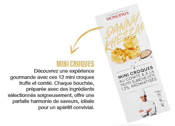 MINI CROQUES - Découvrez une expérience gourmande avec ces 12 mini croques truffe et comté. Chaque bouchée, préparée avec des ingrédients sélectionnés soigneusement, offre une parfaite harmonie de saveurs, idéale pour un apéritif convivial.