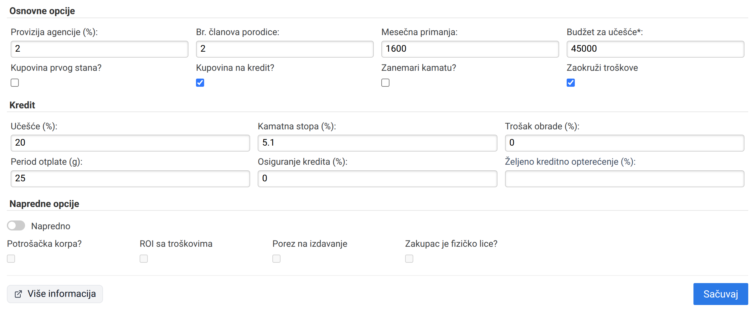 opcije macka u dzaku
