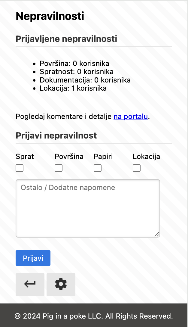 Uvid u prijavljene nepravilnosti u okviru ekstenzije, kao i mogućnost da dodate Vašu prijavu.