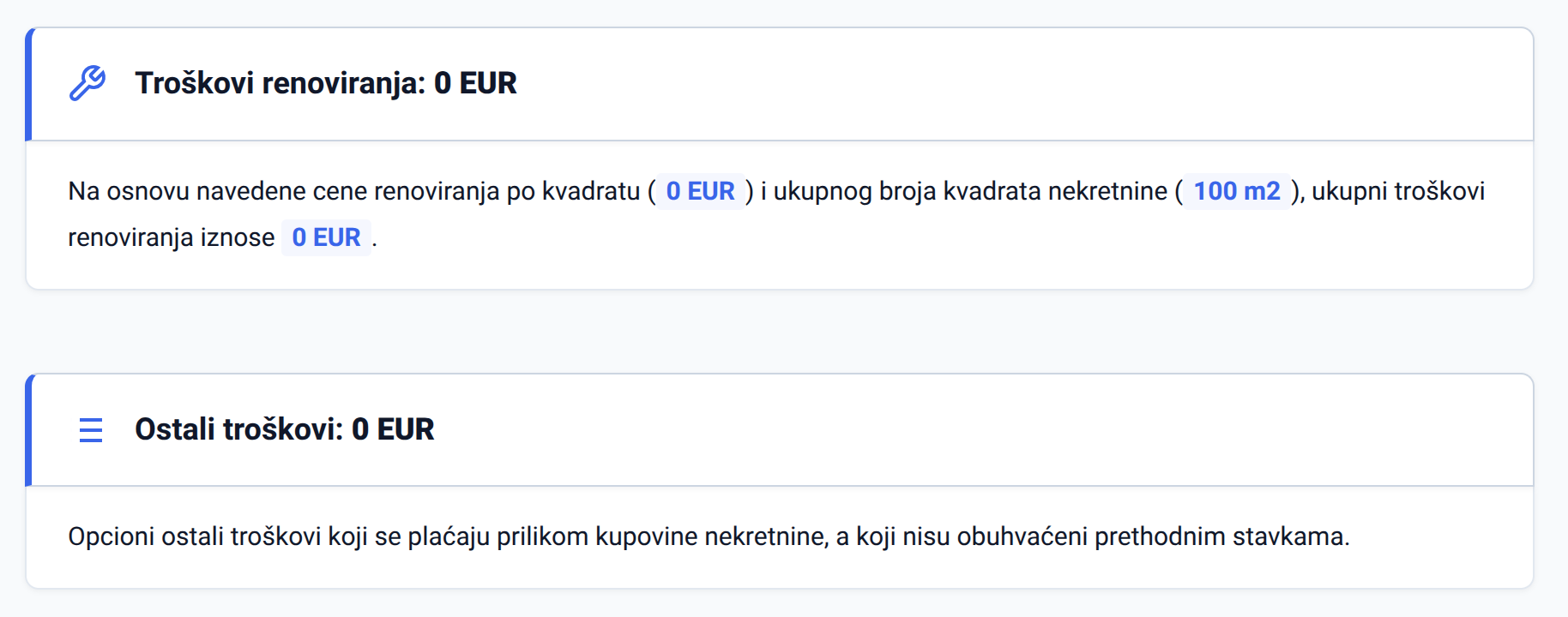 Troškovi renoviranja i ostali troškovi