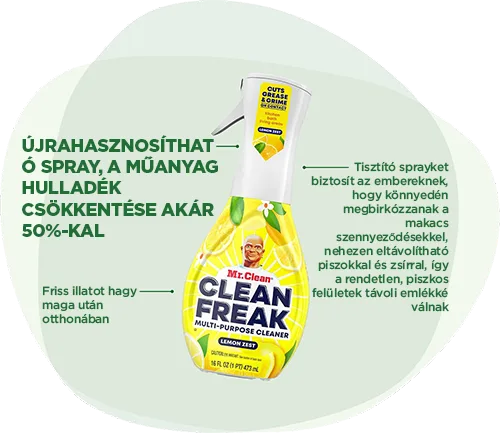 Clean Freak Multi-purpose tisztító: Újrahasznosítható spray, a műanyag hulladék csökkentése akár 50%-kal. Friss illatot hagy maga után otthonában. 