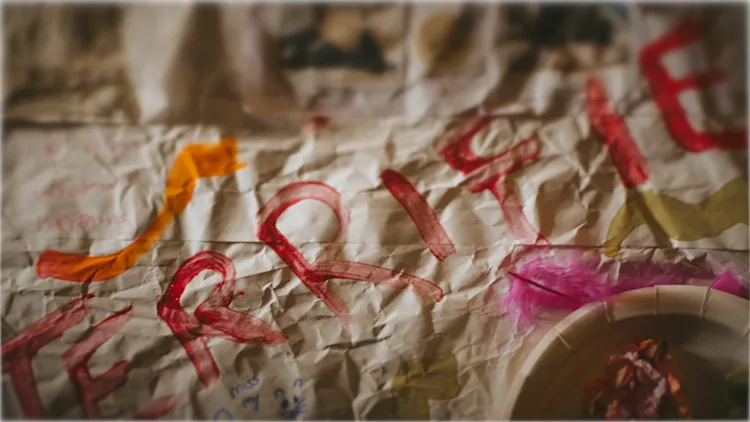 A child's artwork that says "Terrified"