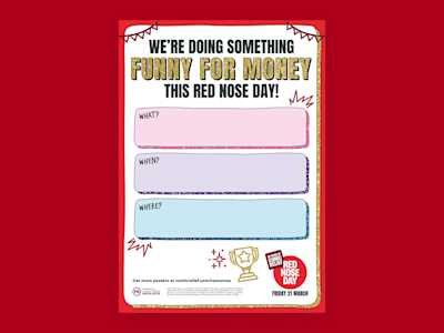 Image of Red Nose Day poster on a red background