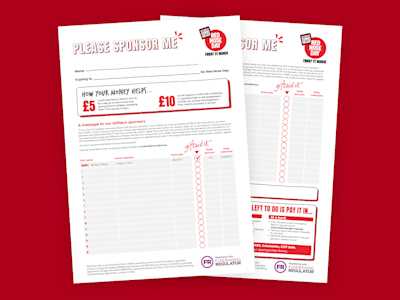 Image of Red Nose Day 2025 sponsorship form on a red background 