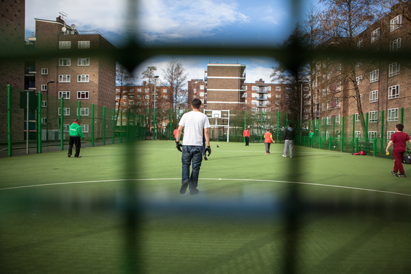 Anonymous imagery of people playing football 