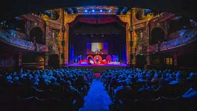 View of audience and stage at the TEDxLondon event