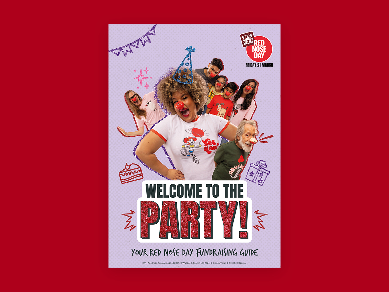 Cover image of the Red Nose Day community fundraising guide on a red background